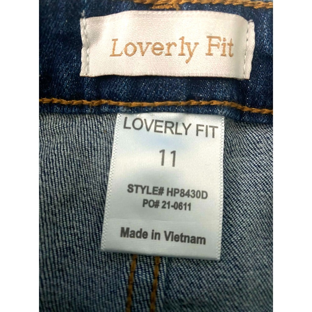 Loverly Fit jeans women's size 11 dark wash Fringe front‎ tie straight High Rise - Picture 6 of 7